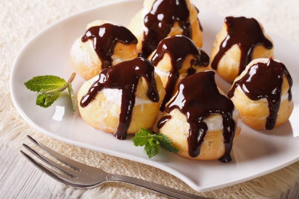 cream puffs, profiteroles, valentine's day dessert, valentine's day profiteroles, month of love