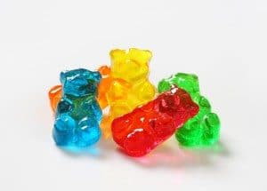 Fruit flavored gummy bears in assorted colors