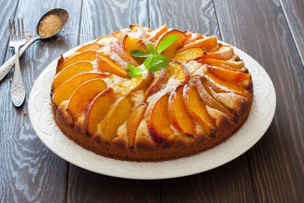 peach, upside-down cake, national peach month